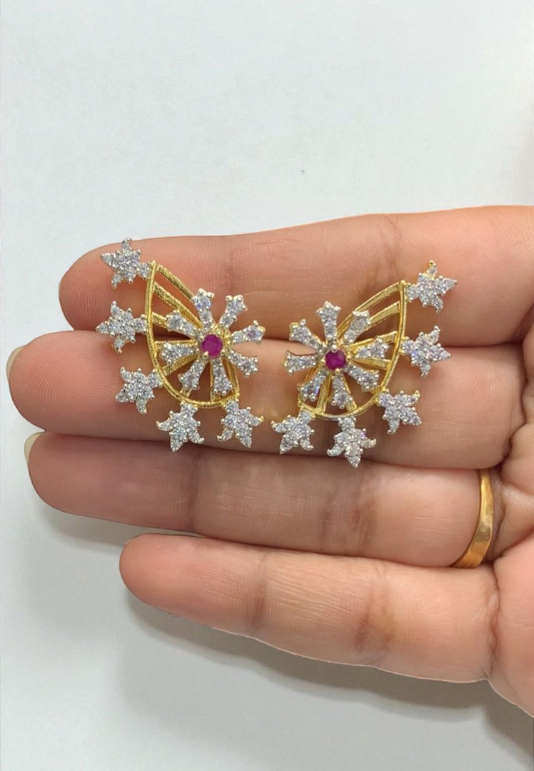 Beautiful ear studs with green stone