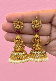 Beautiful nakshi jumkhas with Laxmi Devi motive