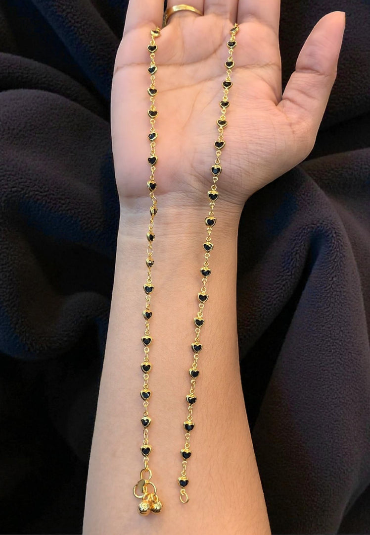Beautiful anklets with black stones
