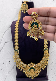 Traditional long haram with moissanite green stone