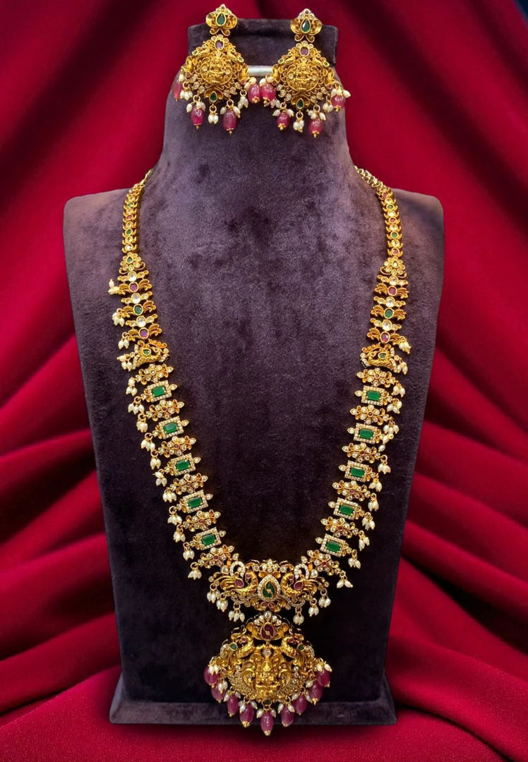 Traditional long haram with green and ruby stone
