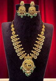 Beautiful nakshi polish short necklace with light green beads