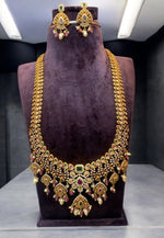 Load image into Gallery viewer, Jadav long haram with multistone and guttapusalu hangings perfect for any occasion
