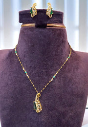 Beautiful black beads chain with green pendant
