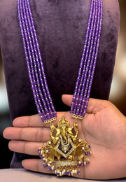 Stunning lavender beads necklace with beautiful Vinayaka pendant