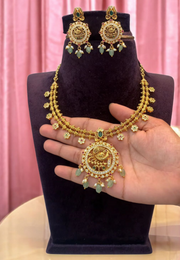 Traditional short Haram with kanti style and green beeds