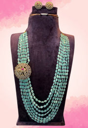 Stunning beads maala with elephant designed pendant and  seven steps beads maala