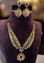 Load image into Gallery viewer, Beautiful short neck set with green colour stone -pairing with beautiful earrings
