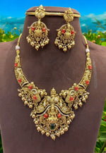 Load image into Gallery viewer, Stunning coral 3D necklace with guttapusalu hangings -pairing with beautiful earrings
