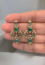 Load image into Gallery viewer, Beautiful green stone earrings with gj polish
