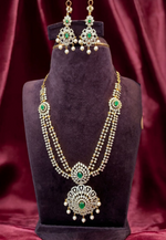 Load image into Gallery viewer, Gj polish two layer necklace with green stone and uncut stone -pairing with beautiful earrings

