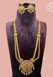 Beautiful long two layer haram with guttapusalu hangings