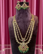 Load image into Gallery viewer, Antique victorian polish three steps mini haram with guttapusalu and beautiful earrings
