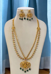 Beautiful long haram with green and Ruby stones