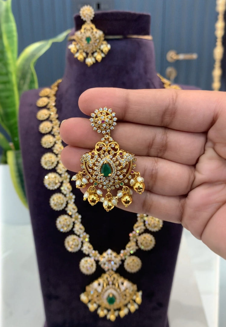 Beautiful bottumala design long haram with ruby beads