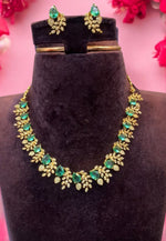 Load image into Gallery viewer, Beautiful party wear short necklace with green colour stone
