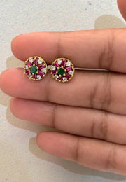 Beautiful studs with pink stone and green