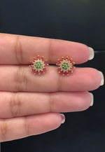 Load image into Gallery viewer, Beautiful daily wear studs with multistone and pink stone
