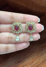 Load image into Gallery viewer, Beautiful studs with red colour stone -perfect for any occasion
