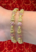 Load image into Gallery viewer, Simple traditional bangles with ruby and nakshi stone-”
“A little sparkle goes a long way.”
