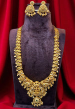 Load image into Gallery viewer, Traditional long haram with nakshi polish and Laxmi Devi motive pendant

