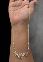 Load image into Gallery viewer, Beautiful chandraharam chain with diamond finishing stone pendant
