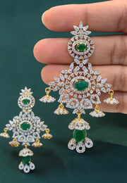 Beautiful gj polish earrings with green stone