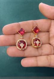Beautiful zircon earrings with uncut stone