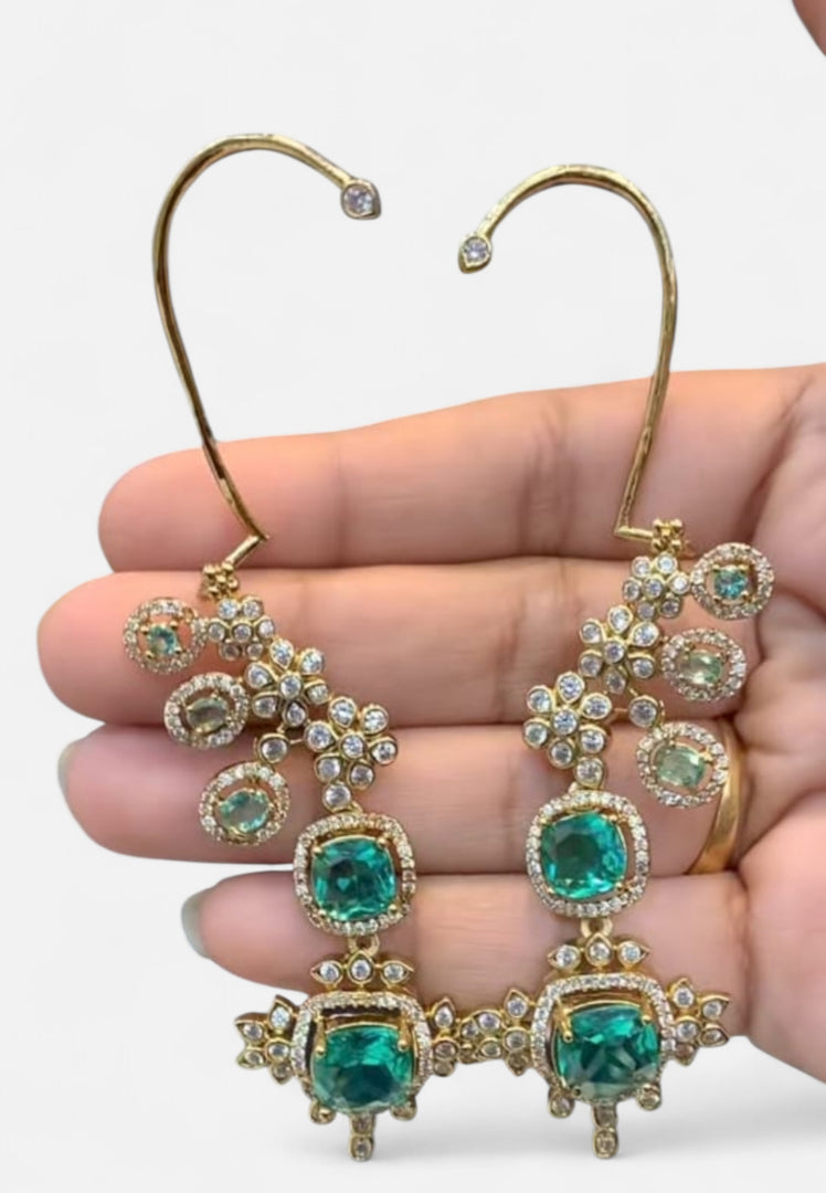 Beautiful earcuffs with green stone