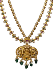 Beautiful long haram with green and Ruby stones