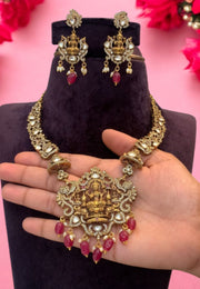 Stunning kanti model necklace with ruby colour stones