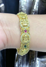 Load image into Gallery viewer, Beautiful nakshi 3D open type bangle with ruby and green colour stones
