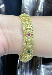 Beautiful nakshi 3D open type bangle with ruby and green colour stones