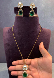 Beautiful chandraharam chain with green stone