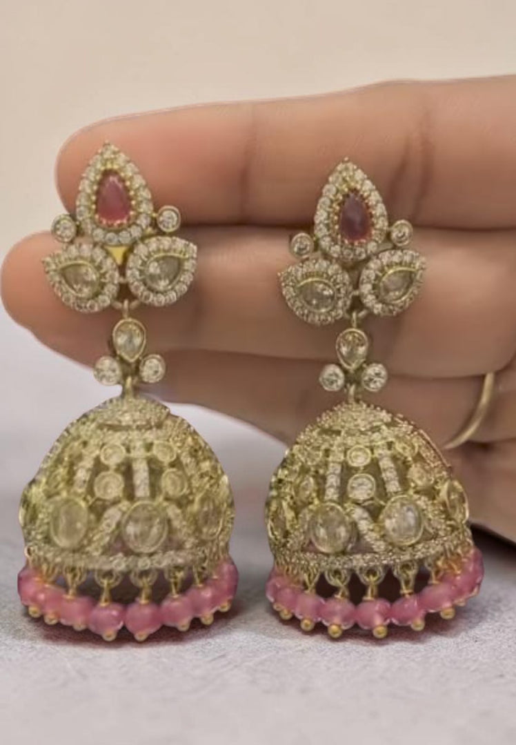 Beautiful jumkhas with pink beads