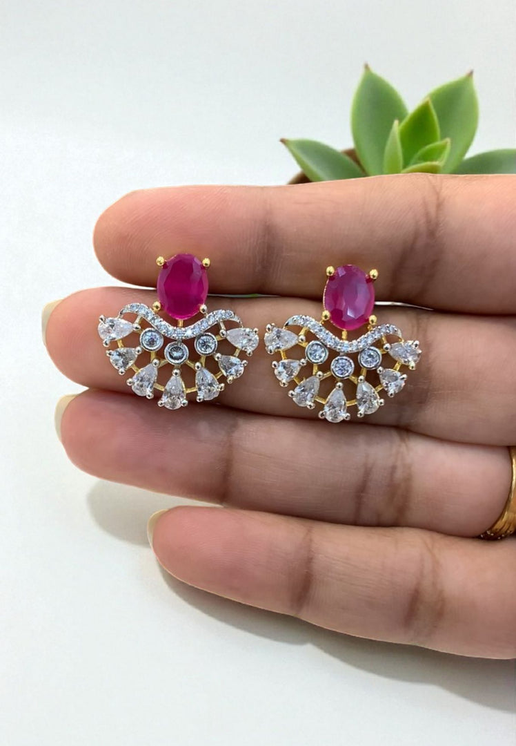 Beautiful gj polish studs with green stone