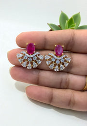 Beautiful gj polish studs with green stone