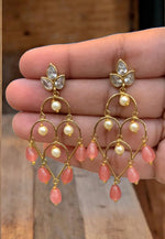 Load image into Gallery viewer, Stunning earrings with orange beads and pearls -perfect for any occasion
