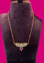 Load image into Gallery viewer, Simple short Chain with uncut stone and ruby stone pendant
