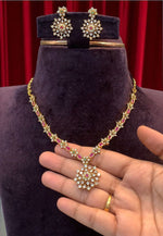 Load image into Gallery viewer, Beautiful simple short necklace with pink stone
