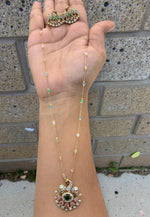 Load image into Gallery viewer, Beautiful chandraharam chain with light pink stone