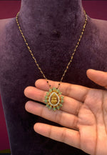 Load image into Gallery viewer, Beautiful short chain with green stone and uncut stone perfect for any occasion
