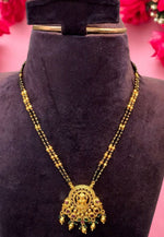 Load image into Gallery viewer, Beautiful two layer short black beads chain with God laxmi motive pendant

