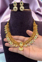 Load image into Gallery viewer, Traditional short kasula haram with green and pink combination
