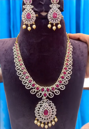 Stunning GJ polish short necklace with diamond look and Ruby stone