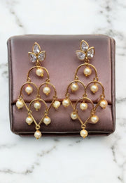 Beautiful earrings with pearls and white stones -perfect for any occasion