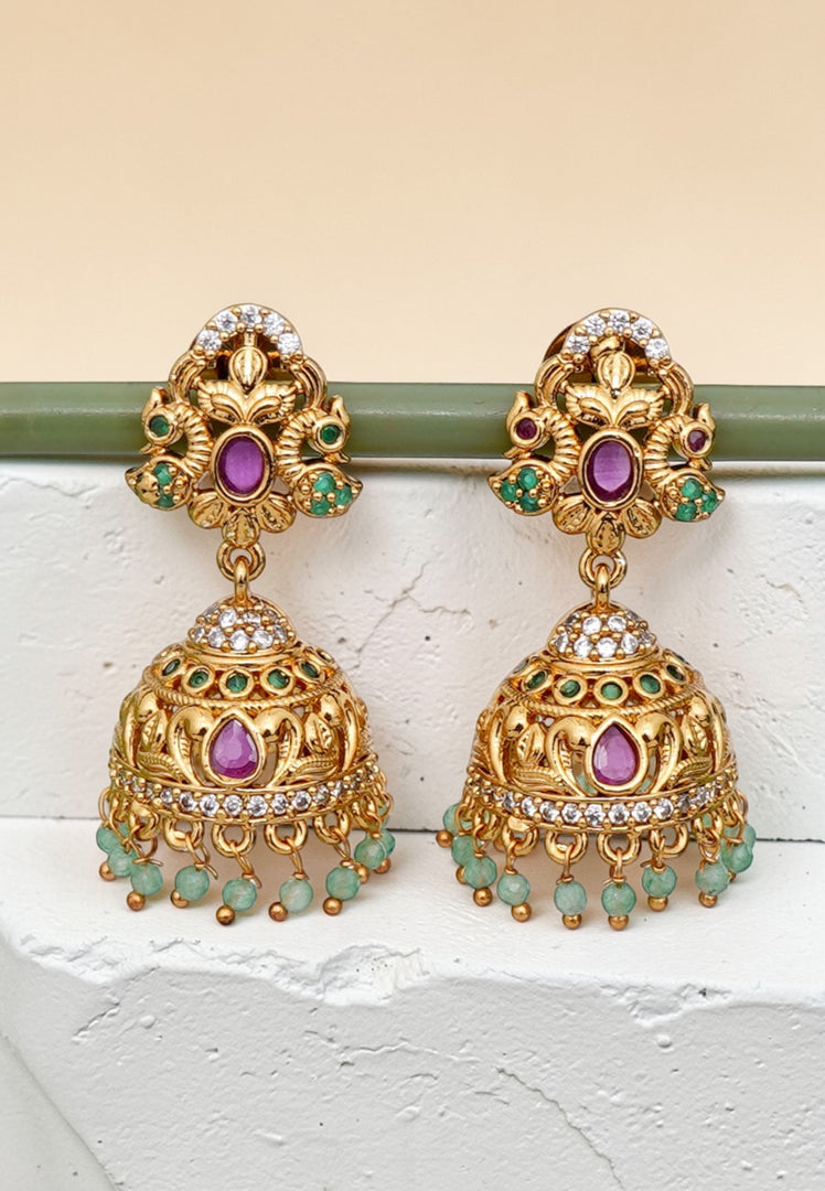 Traditional jumkhas with pink stone