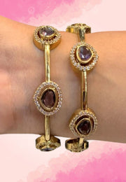 Stunning party wear bangles with green stone