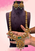 Load image into Gallery viewer, Traditional long haram with guttapusalu and green stone
