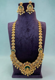 Traditional long haram with moissanite green stone